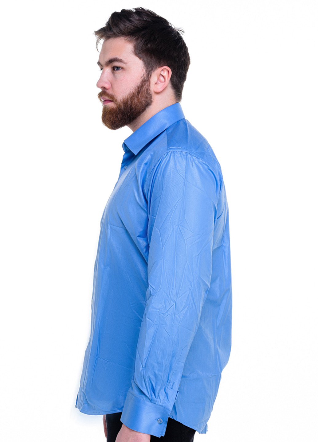 Голубой кэжуал рубашка однотонная ISSA PLUS с длинным рукавом