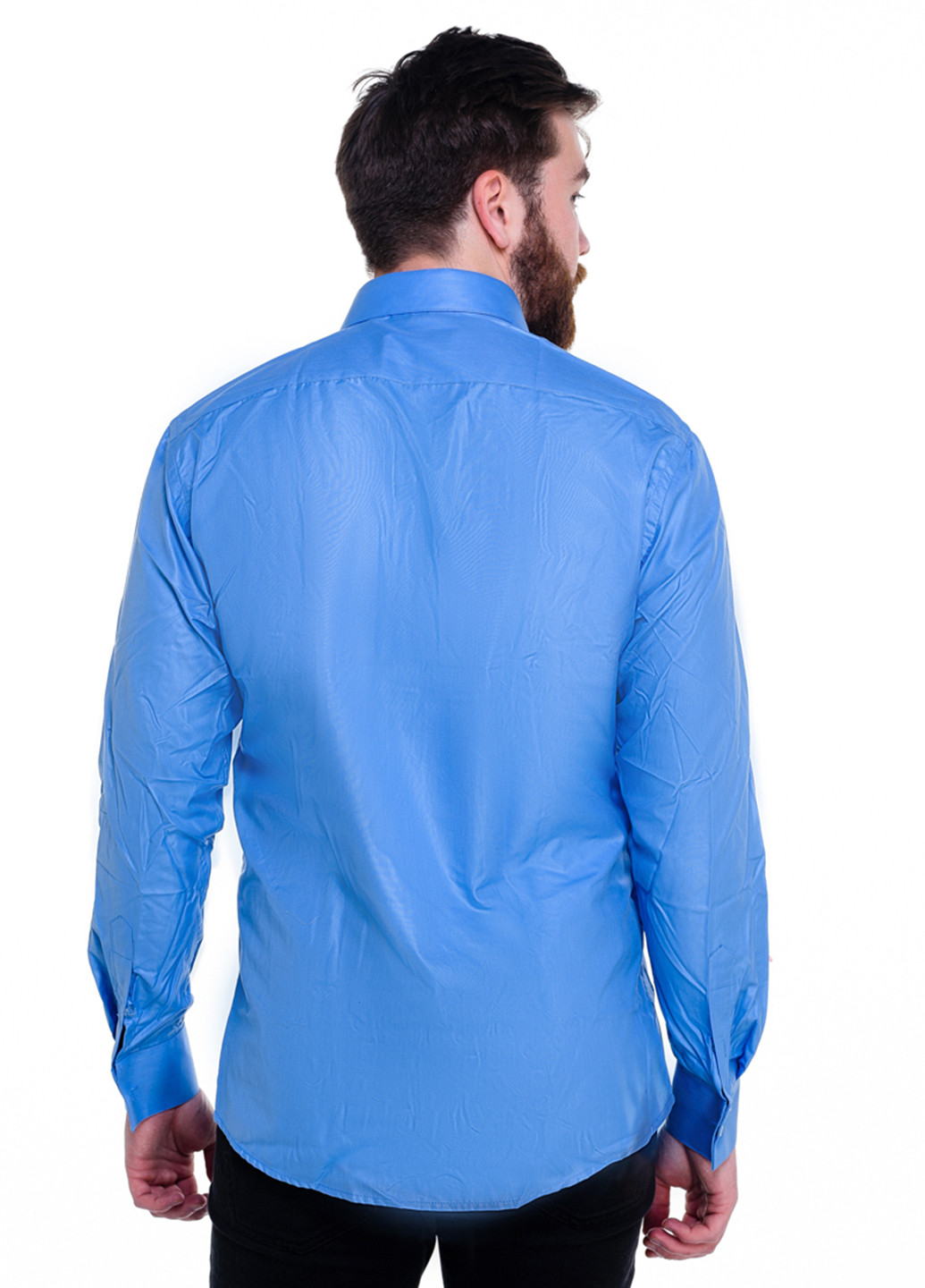 Голубой кэжуал рубашка однотонная ISSA PLUS с длинным рукавом