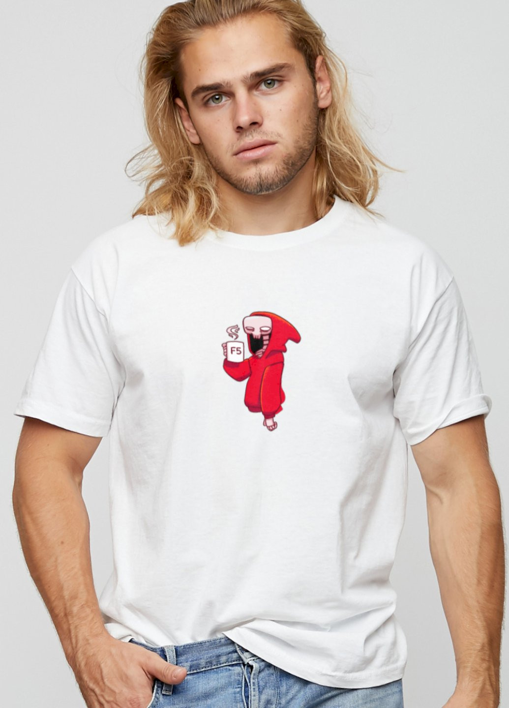 Біла футболка чоловіча basic /air print/ YAPPI