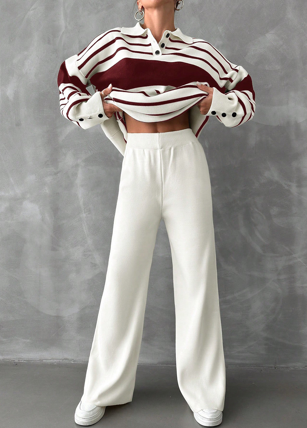 Білий демісезонний комплект (светр, штани) SHEIN