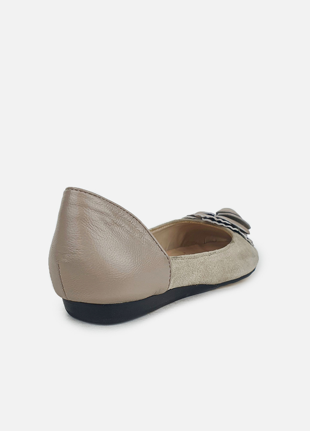 Женские балетки женские кожаные бежевые на плоском ходу Barocco | бежевые однотонные натуральная кожа (252716379)