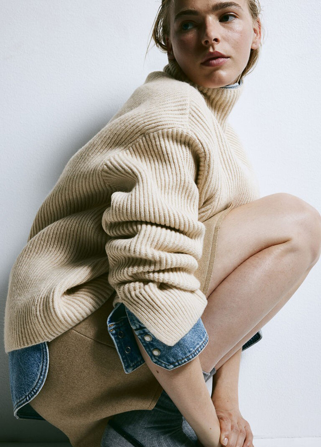 Светло-бежевый демисезонный свитер H&M