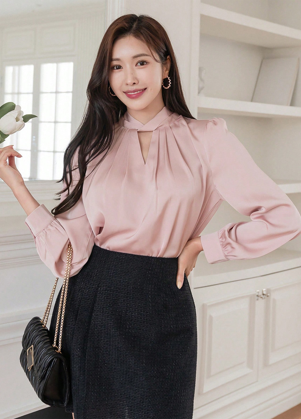 Пудровая блуза SHEIN