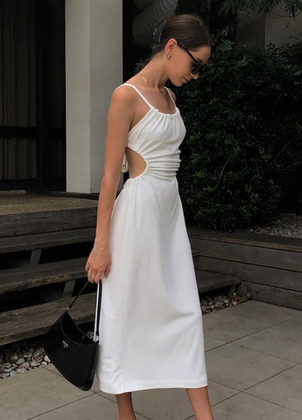 Білий кежуал сукня а-силует, з відкритою спиною SHEIN однотонна