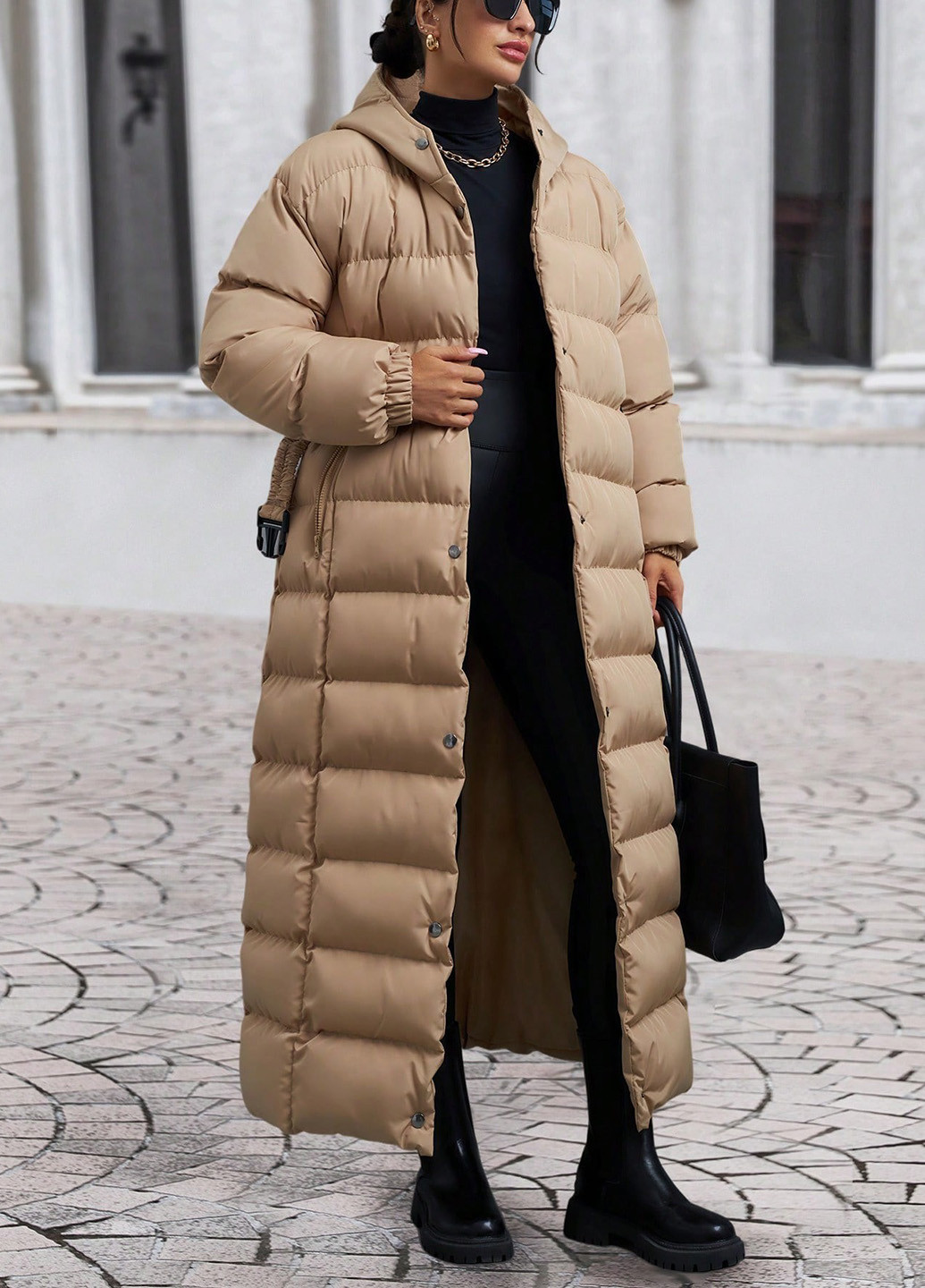 Темно-бежевая зимняя куртка куртка-пальто SHEIN