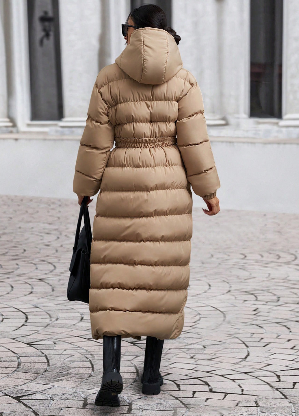 Темно-бежевая зимняя куртка куртка-пальто SHEIN