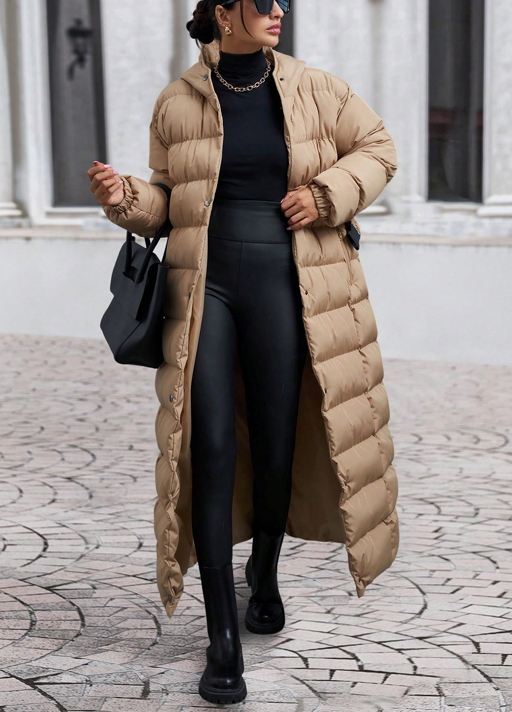 Темно-бежевая зимняя куртка куртка-пальто SHEIN