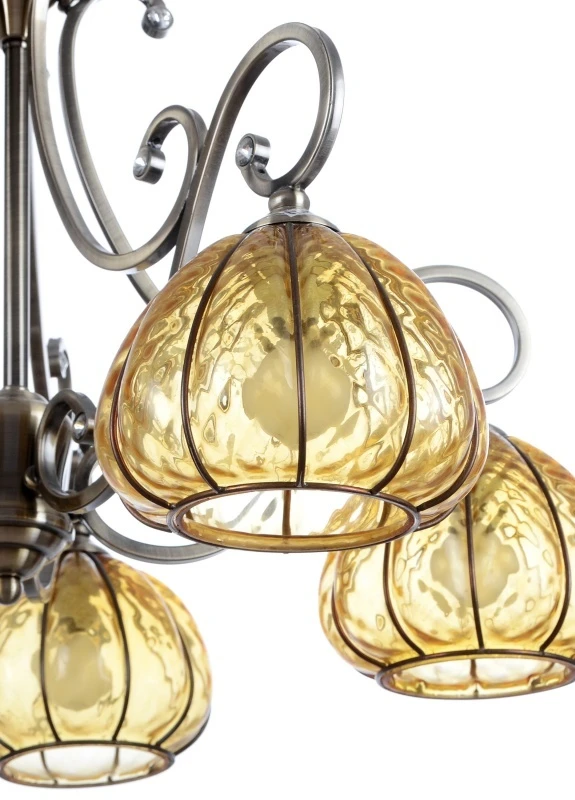 Люстра підвісна класична BELL-008S/5 E14 AB AMBER Brille (253886477)