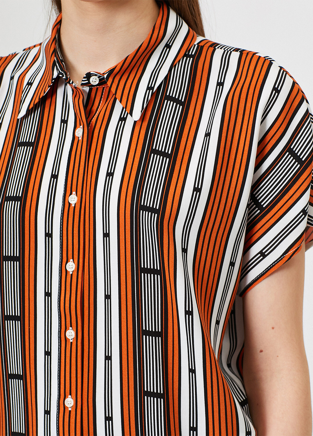 Сорочка KOTON геометрична помаранчева кежуал віскоза