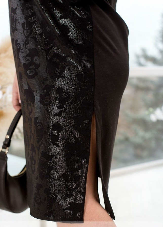 Черное кэжуал платье женское Sofia с абстрактным узором