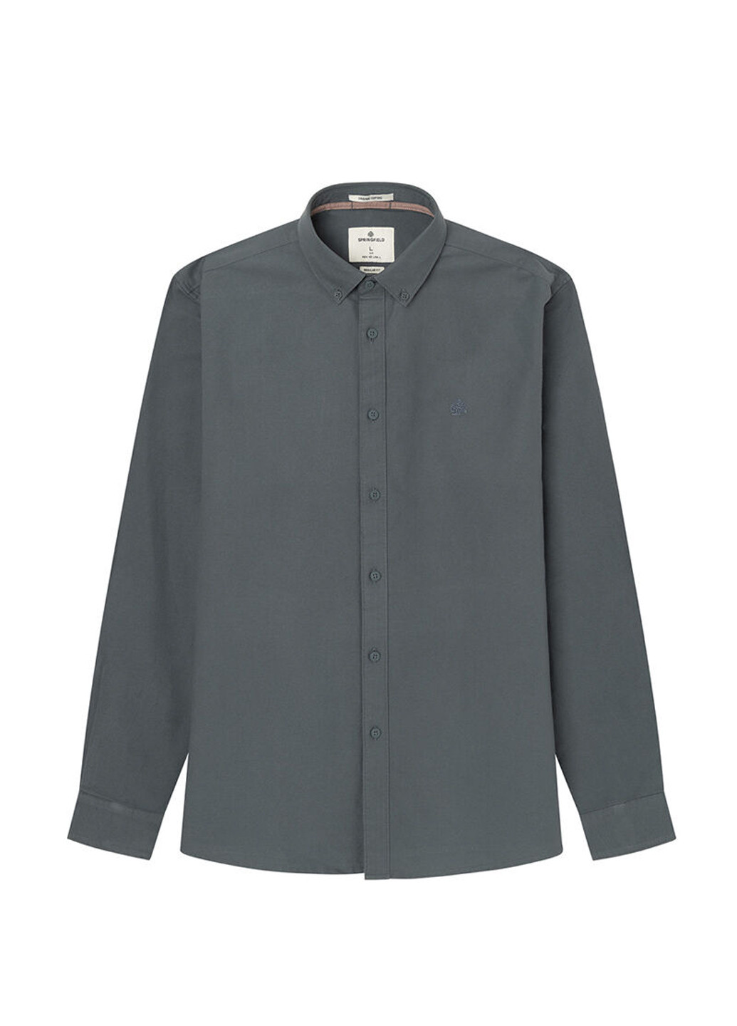 Серо-зеленая кэжуал, классическая рубашка однотонная Springfield