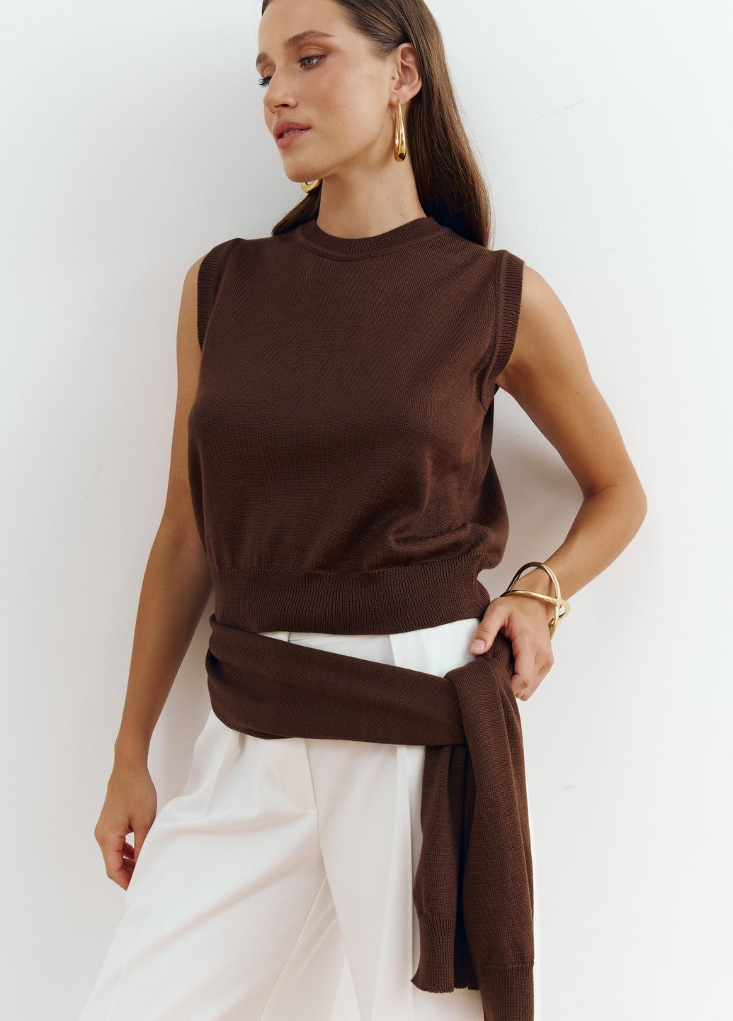 Кофейный демисезонный комплект (жилет, болеро) Gepur