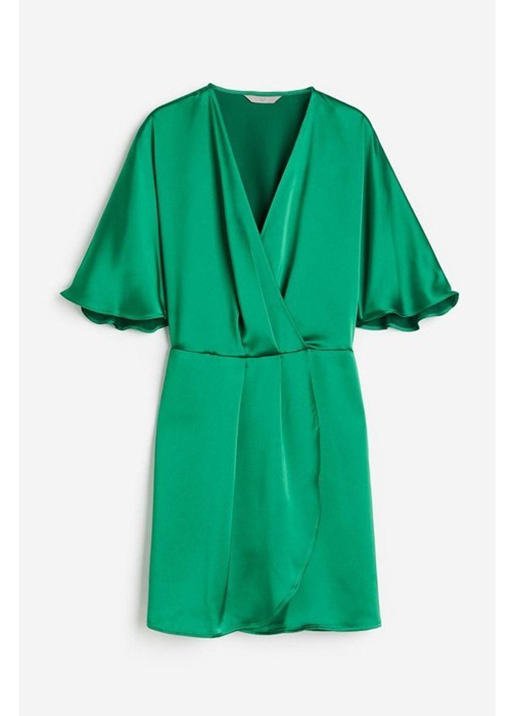 Смарагдова коктейльна, кежуал сукня на запах H&M однотонна
