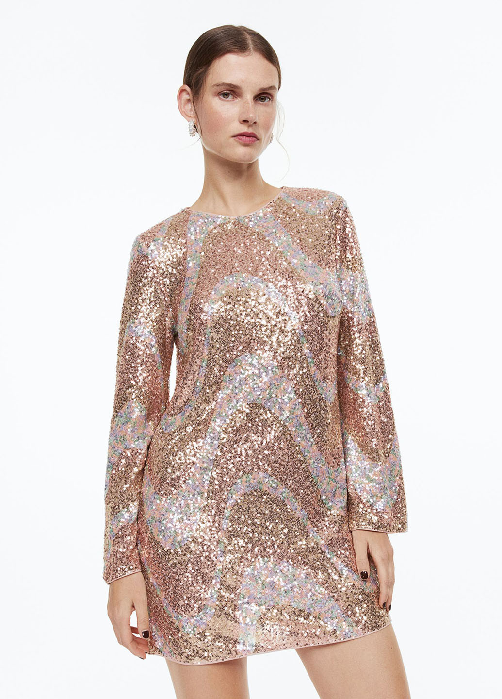 Золотой коктейльное платье H&M с абстрактным узором