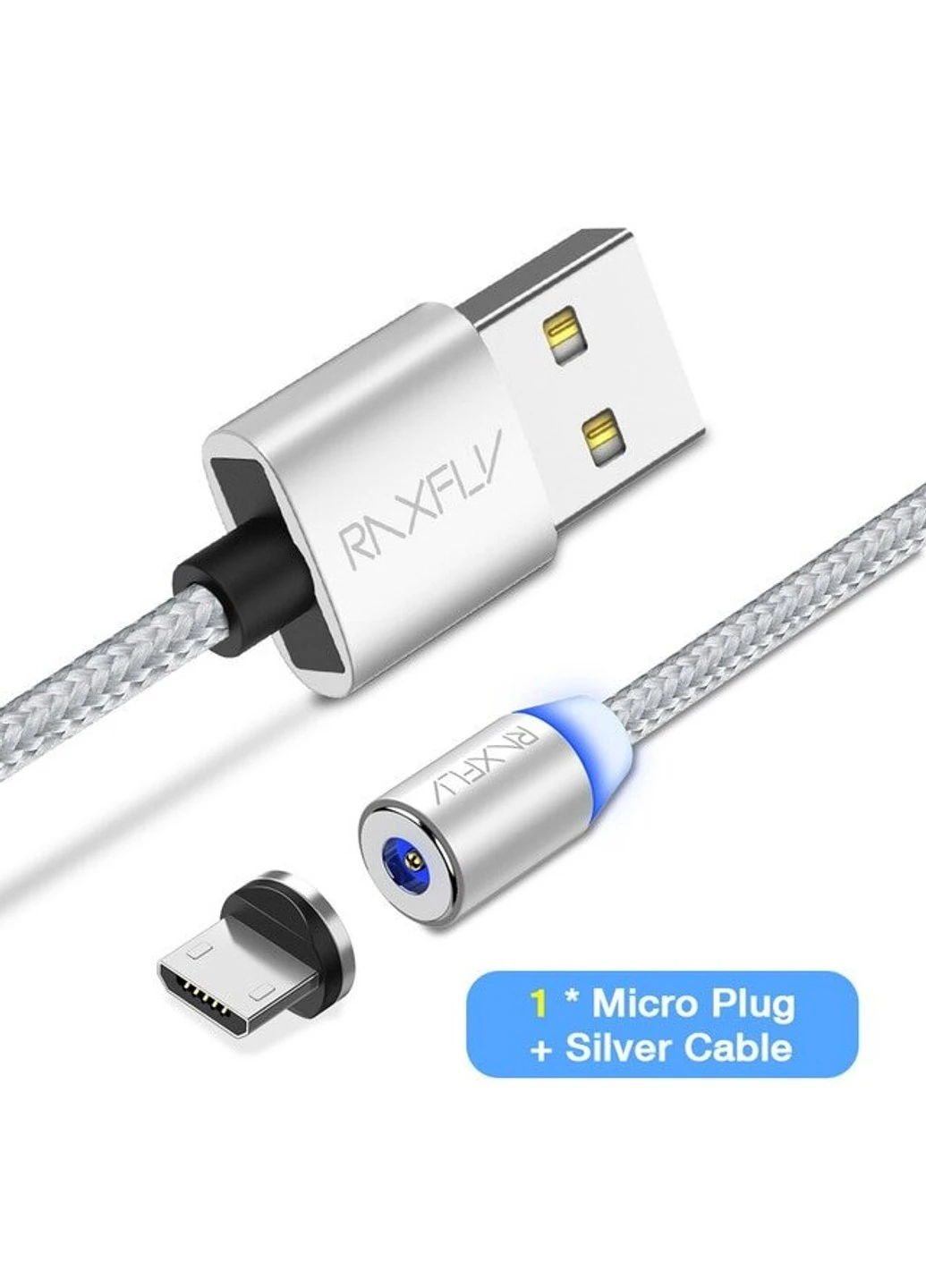 Магнітний кабель для зарядки LED Magnetic RAX118554 RAXFLY (254567307)
