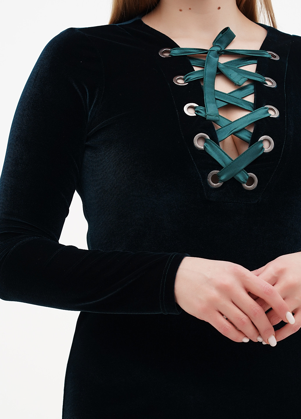 Изумрудное вечернее платье силуэтная Sassofono однотонное