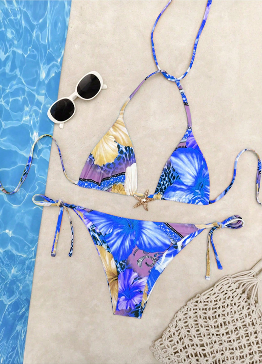 Комбинированный летний купальник (лиф, трусики) буркини, раздельный SHEIN