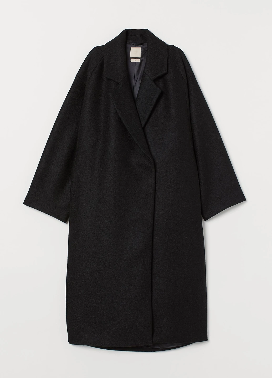 Черное зимнее Пальто двубортное H&M