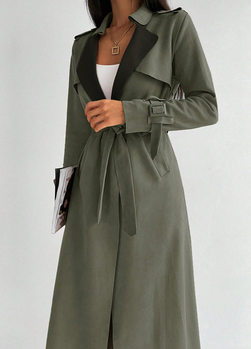 Плащ SHEIN тренчкот на завязках демисезон (332519673)