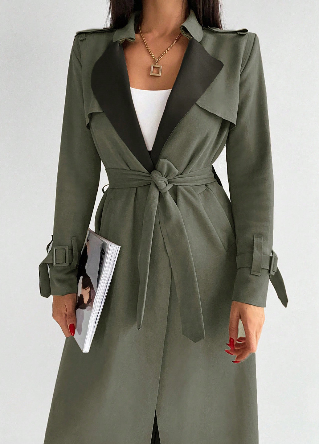 Плащ SHEIN тренчкот на завязках демисезон (332519673)