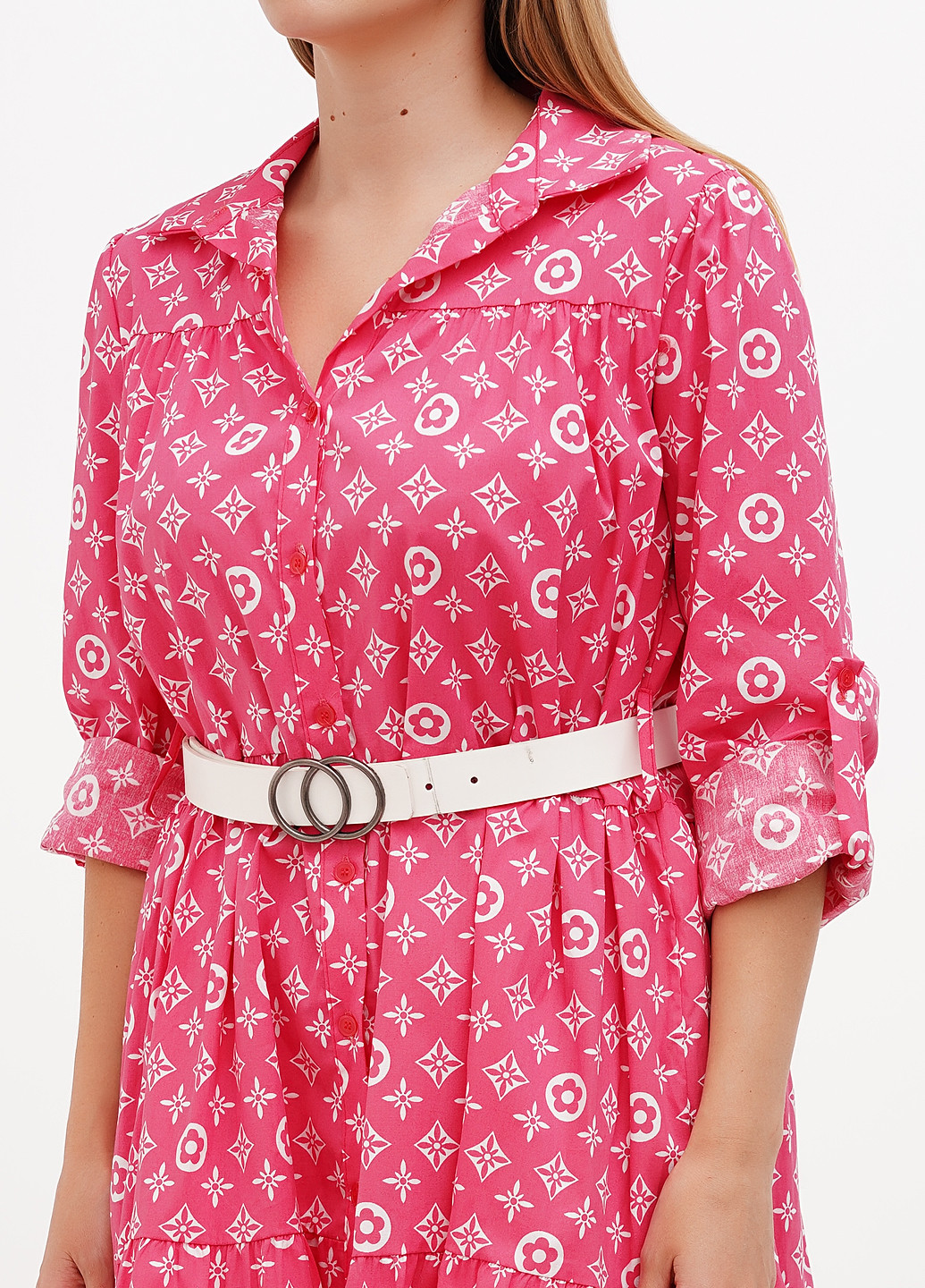 Коралловое кэжуал платье рубашка Naiif с рисунком