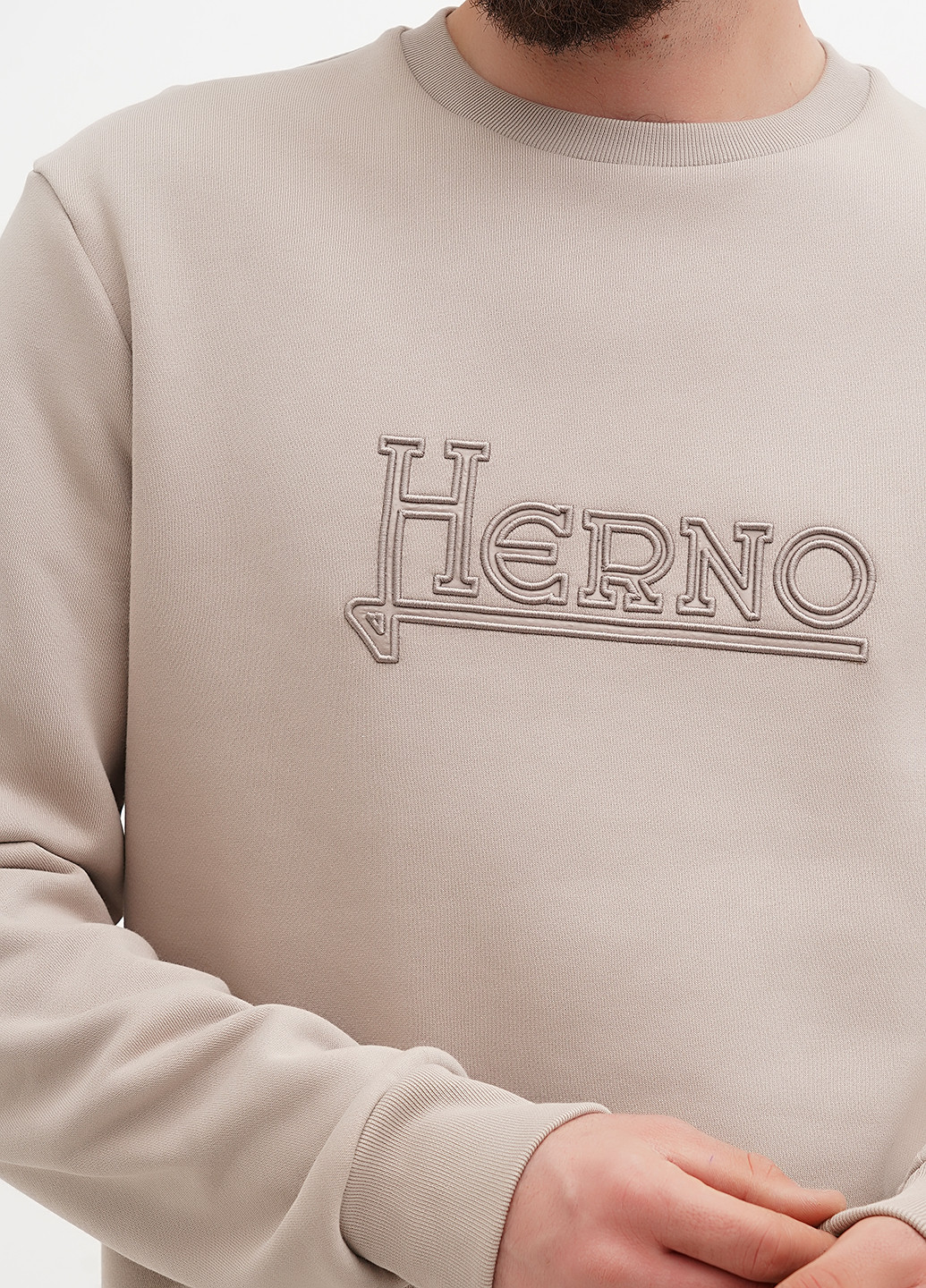 Бежевий світшот Herno однотонний вишивка (322953717)