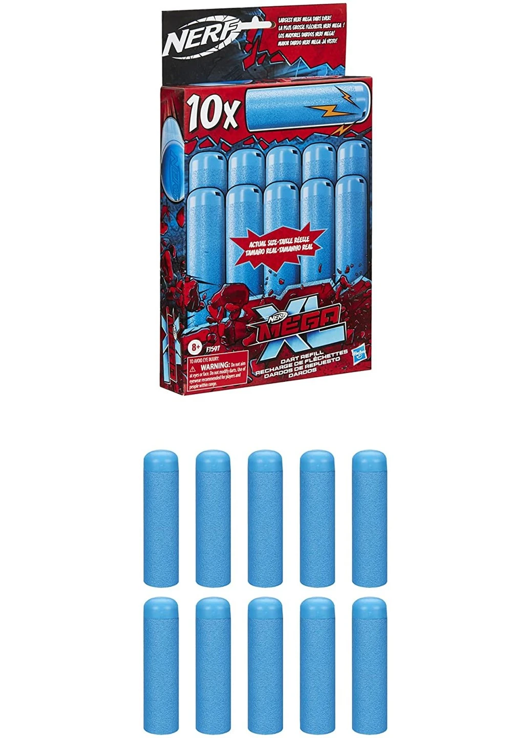 Набор стрел Mega XL Dart Refill 10 штук (F1597) Nerf (255665449)