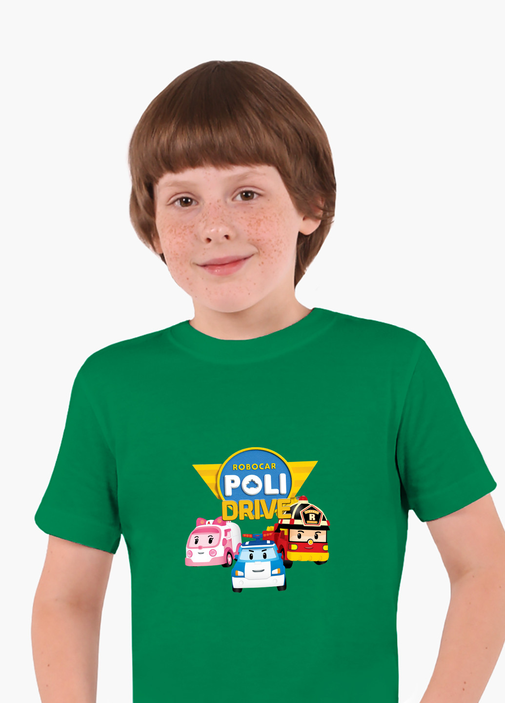 Зелена демісезонна футболка дитяча робокар полі (robocar poli) (9224-1617) MobiPrint