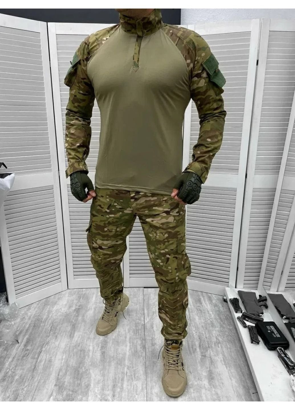 Оливковый (хаки) демисезонный мужской армейский костюм мультикам для всу (зсу) tactical тактическая форма убакс и брюки турция xxl 7285 No Brand
