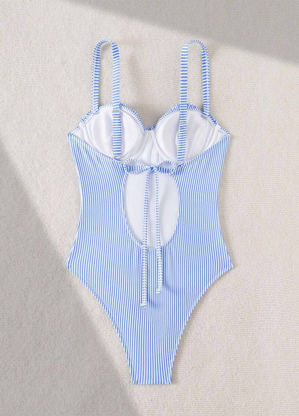 Светло-синий летний купальник слитный, майо SHEIN