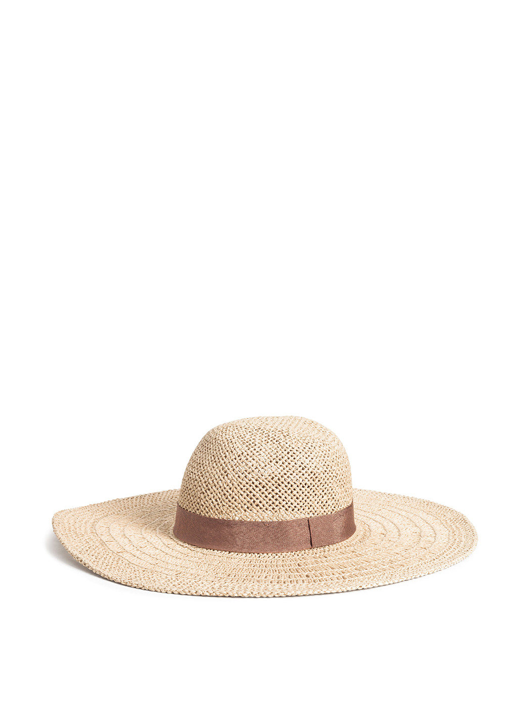Шляпа H&M широкополая однотонная бежевая кэжуал искусственная солома