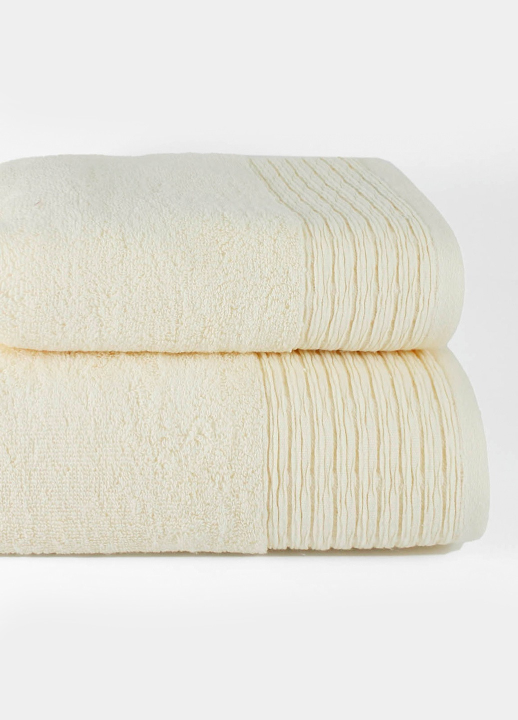 Рушник махровий Sydney, однокольоровий, жакардовий, з бордюром, кремовий, розмір 50x90 см Bulgaria-Tex бежевий