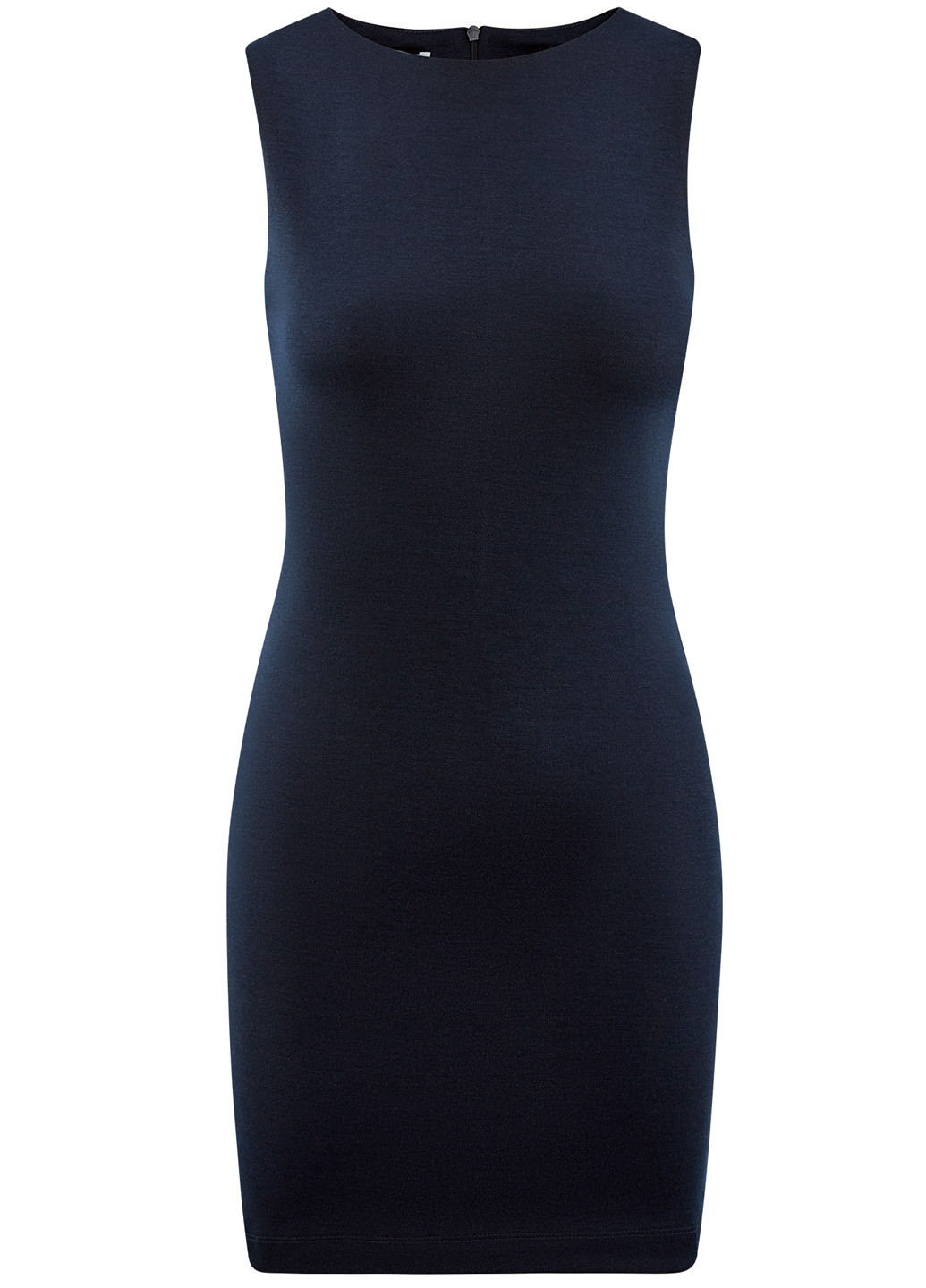 Темно-синее деловое платье короткое Oodji однотонное
