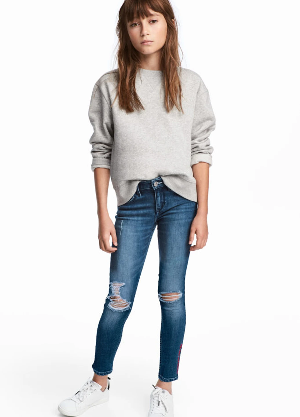 Синие демисезонные зауженные джинсы H&M