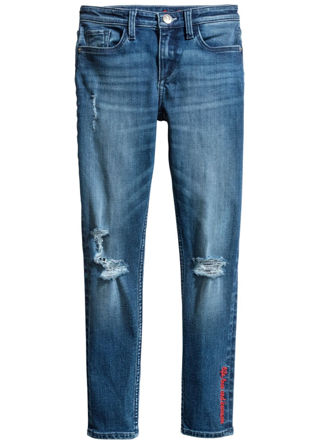 Синие демисезонные зауженные джинсы H&M