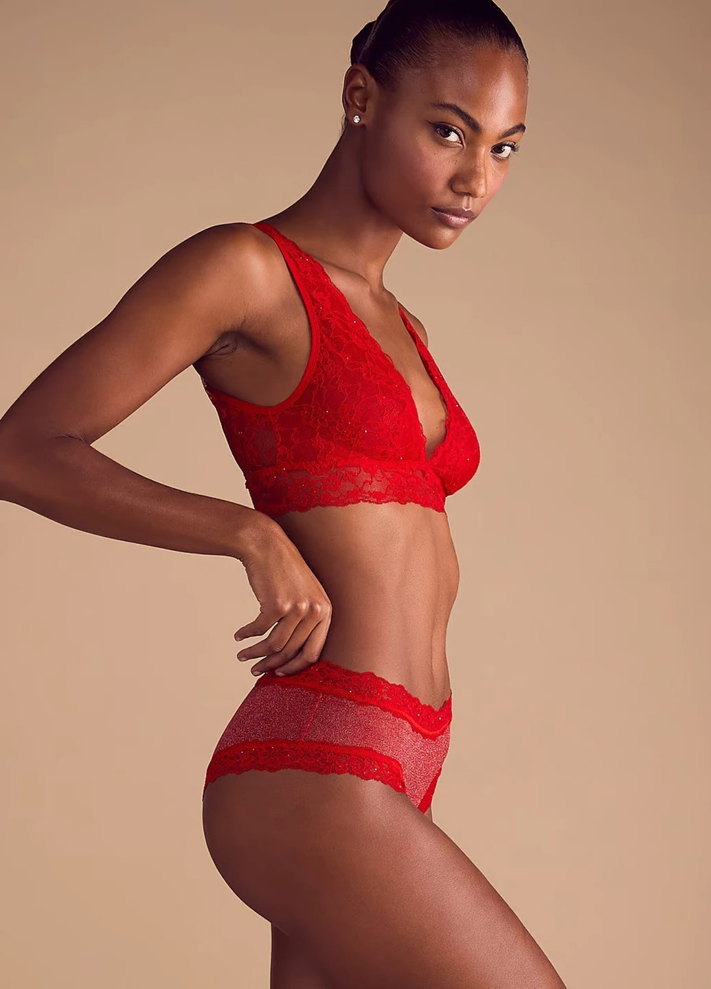 Червоний демісезонний комплект (бюстгальтер, трусики) Victoria's Secret