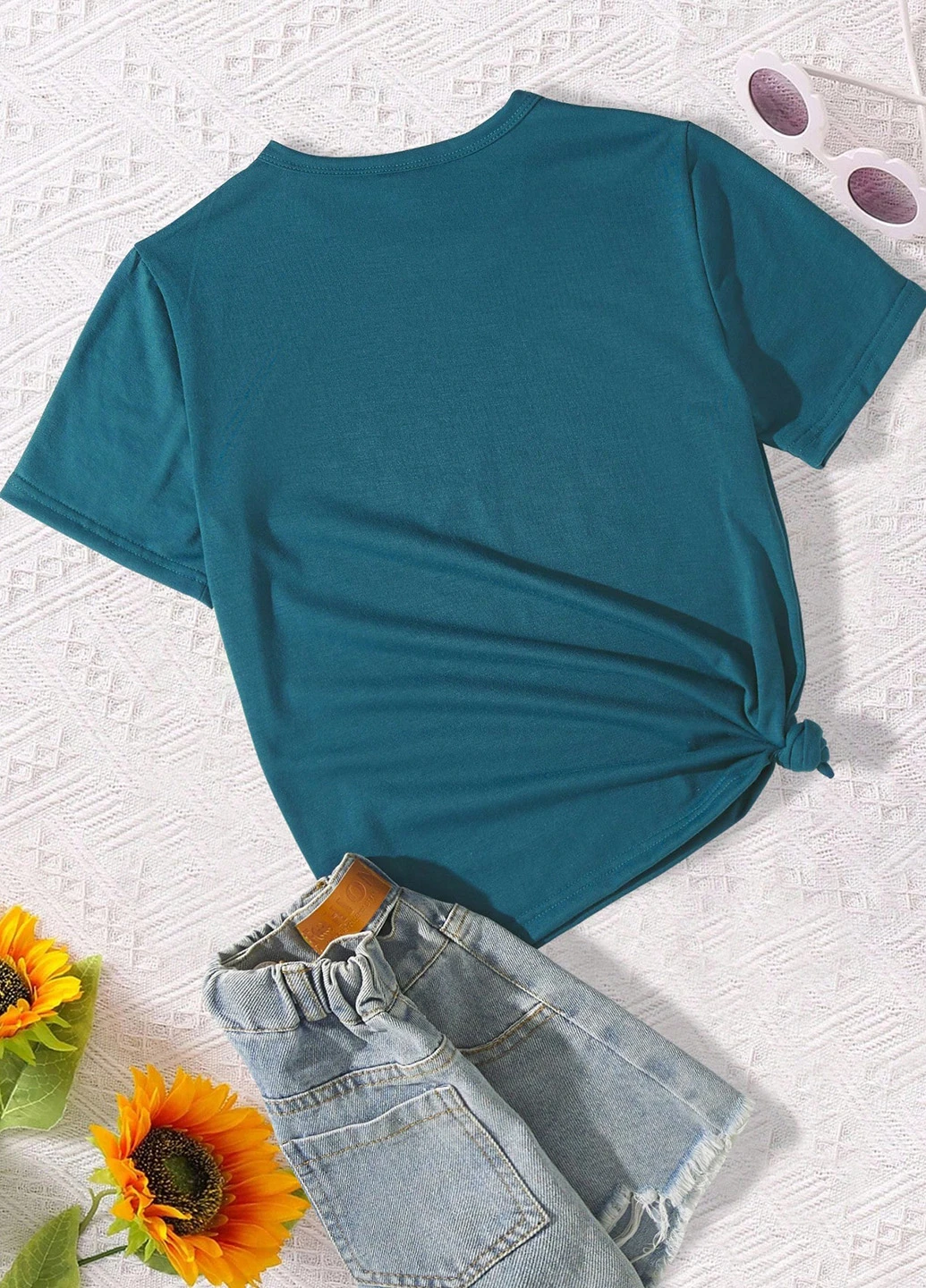 Бірюзова літня футболка SHEIN