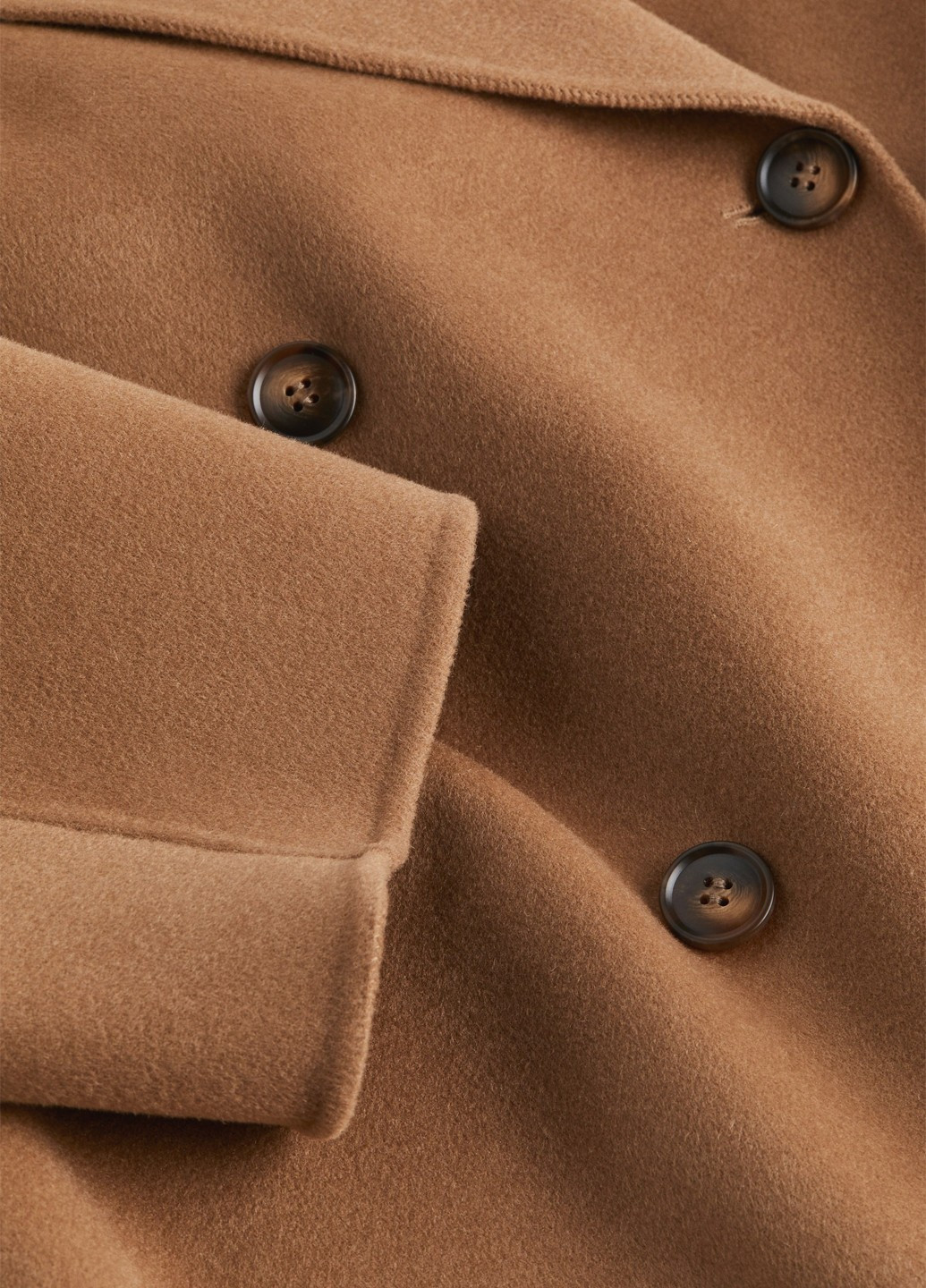 Темно-бежевое Кэжуал полупальто двубортное H&M однотонное