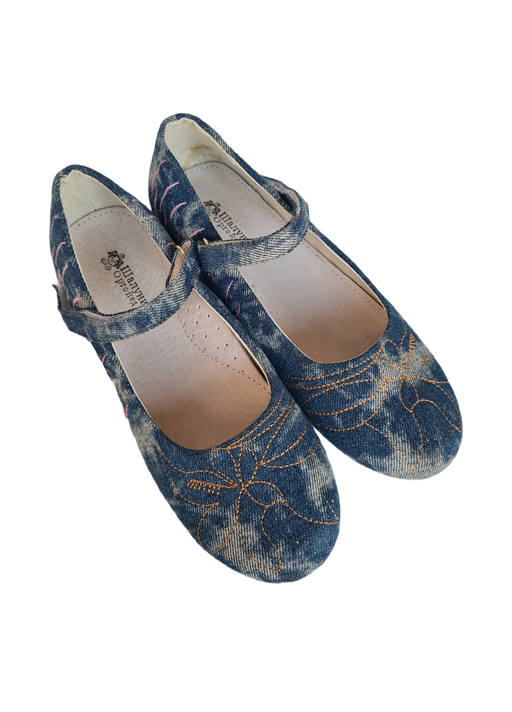 Голубые туфли на низком каблуке Шалунишка