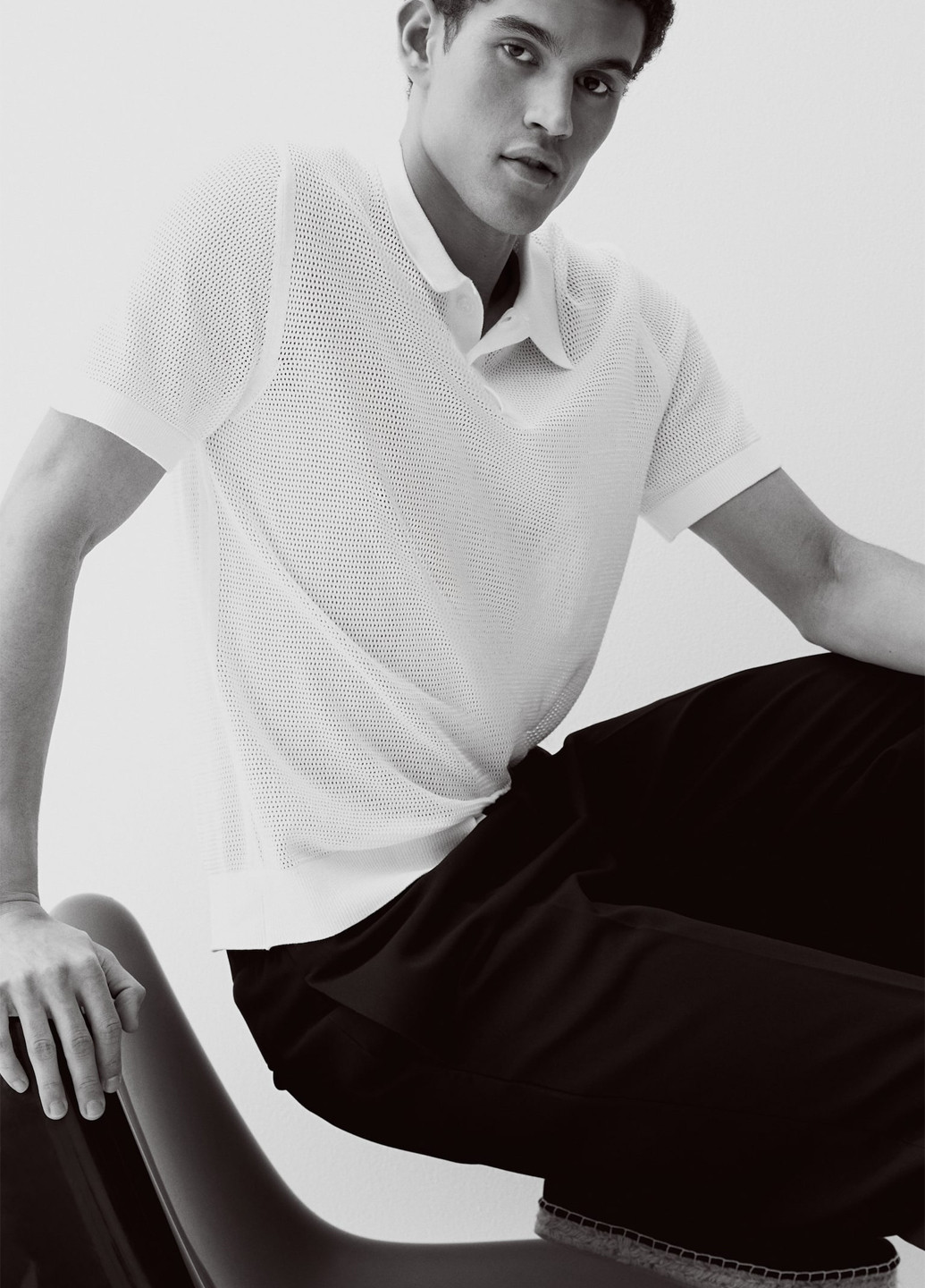 Белая футболка-поло для мужчин H&M однотонная