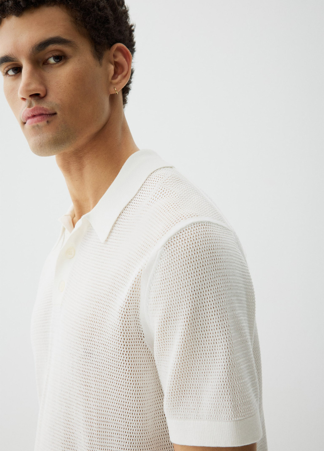 Белая футболка-поло для мужчин H&M однотонная