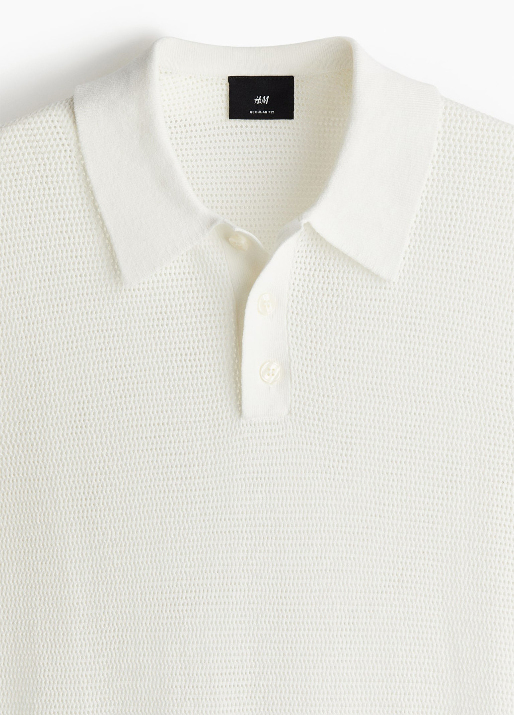 Белая футболка-поло для мужчин H&M однотонная