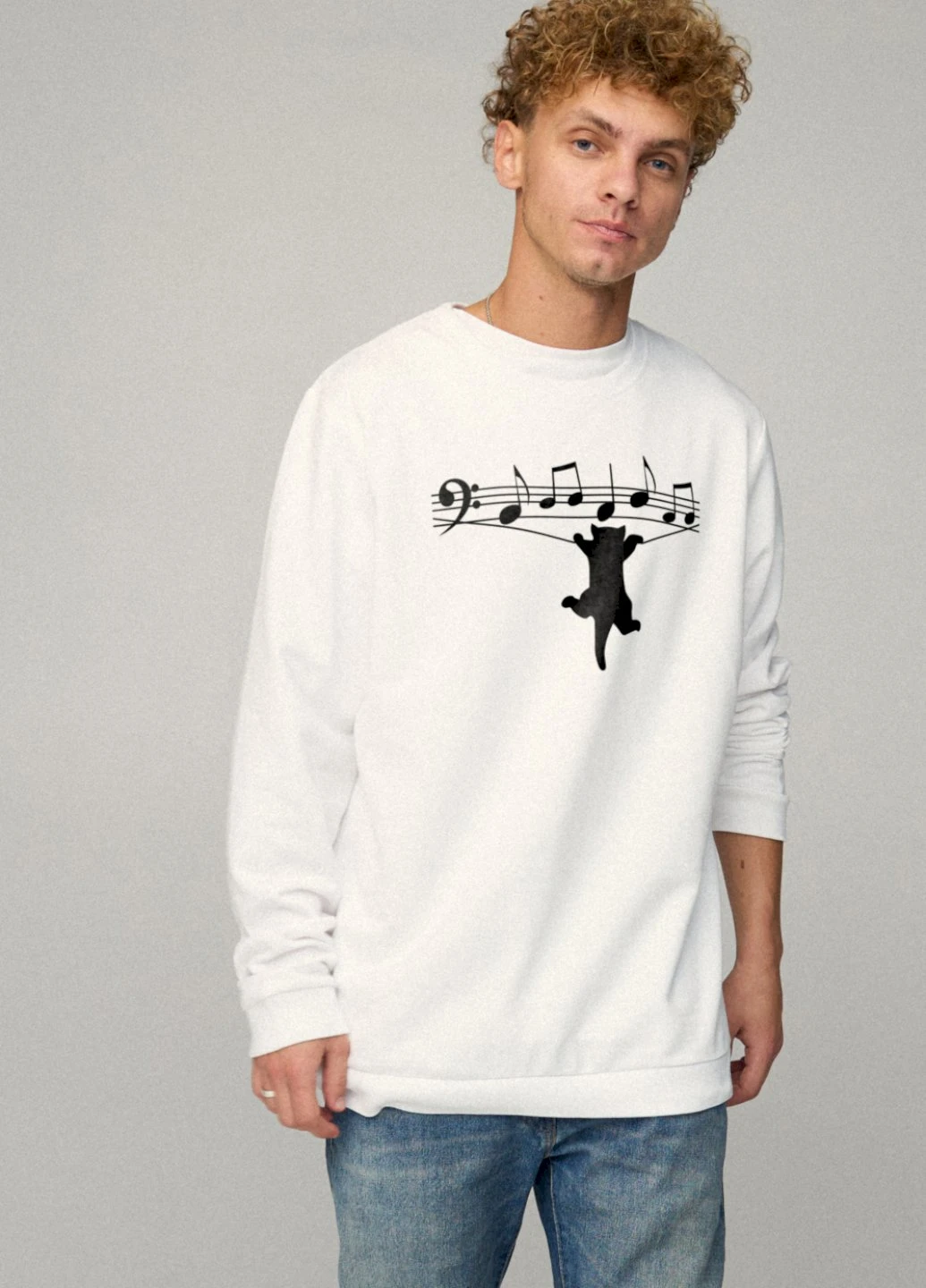 Білий свитшот мужской oversize /no flis/ YAPPI малюнок (254557495)