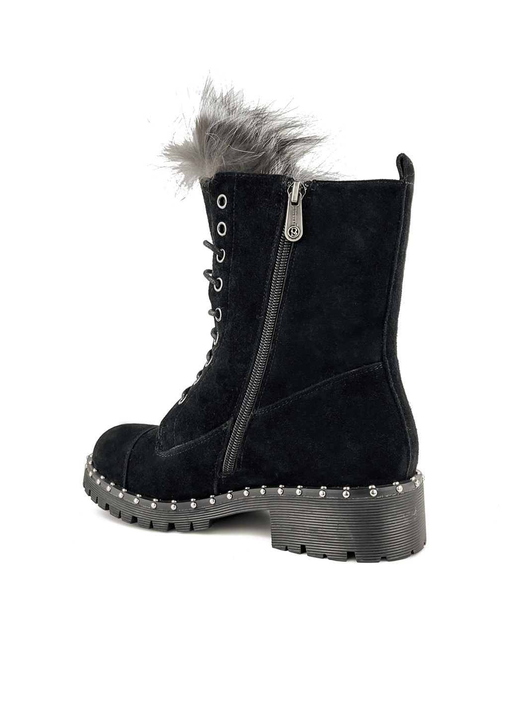 Зимние высокие зимние ботинки замшевые черные с мехом Brocoli из натуральной замши