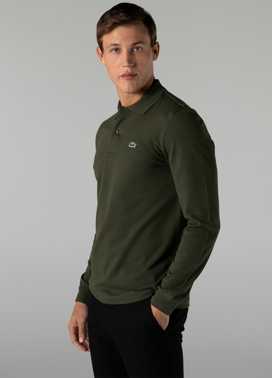 Зеленая футболка-поло для мужчин Lacoste с логотипом