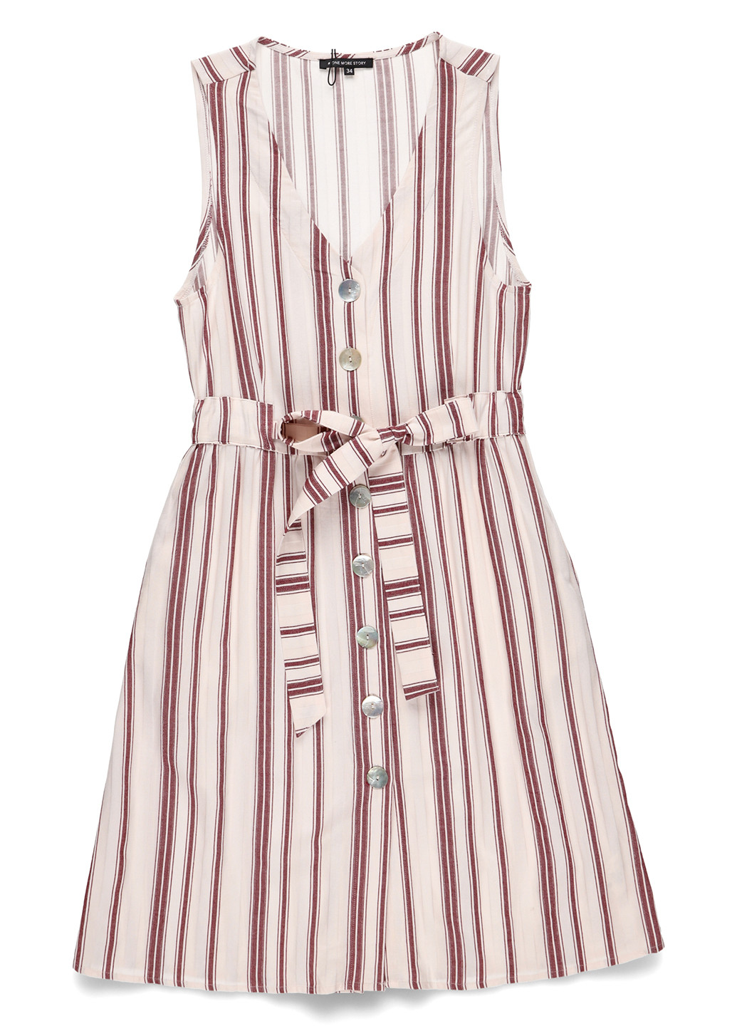 Бежевое кэжуал платье One More Story в полоску