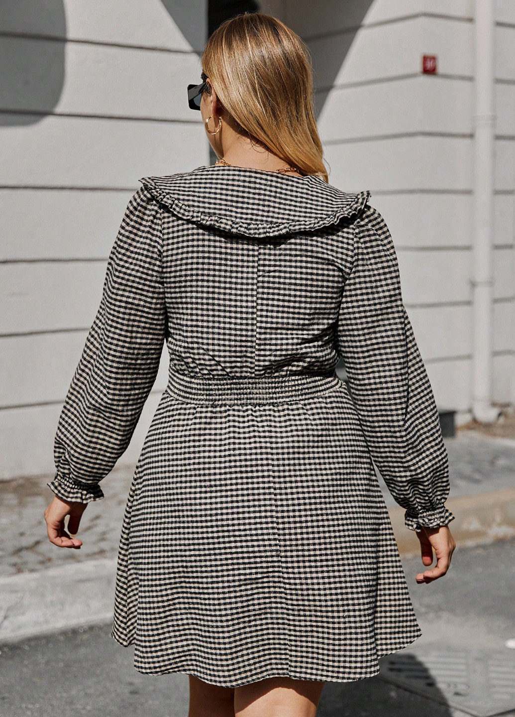 Чорно-білий кежуал сукня кльош SHEIN в клітинку