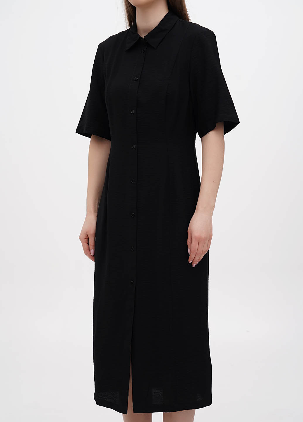 Черное кэжуал платье рубашка Edited однотонное