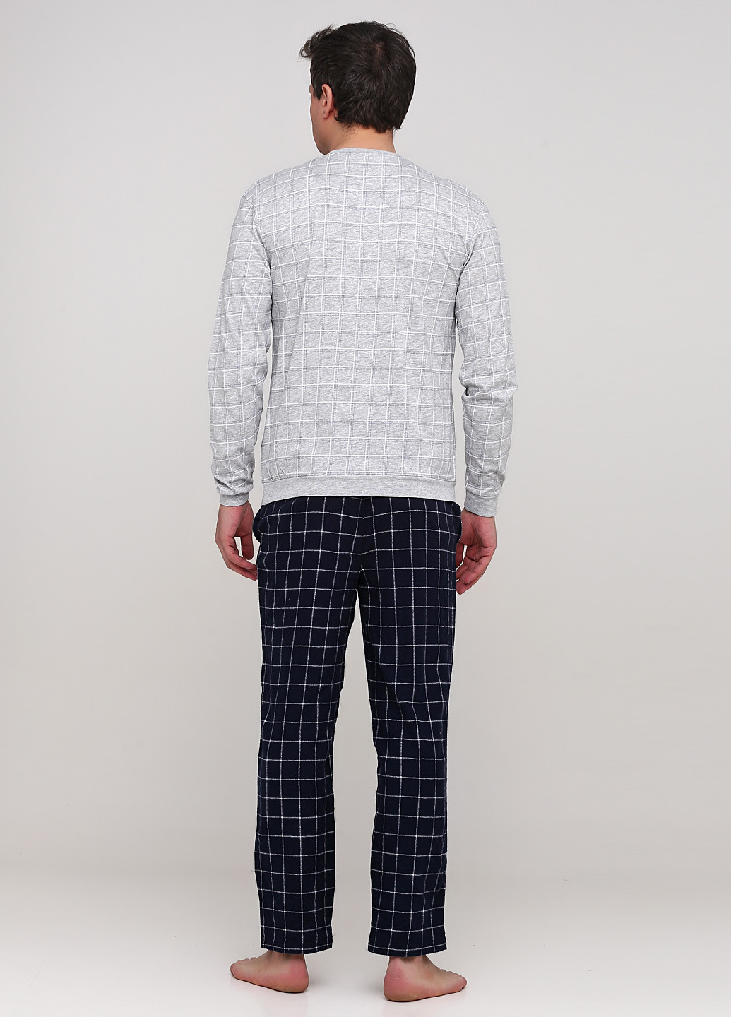 Пижама (свитшот, брюки) C&A свитшот + брюки клетка комбинированная домашняя трикотаж, хлопок