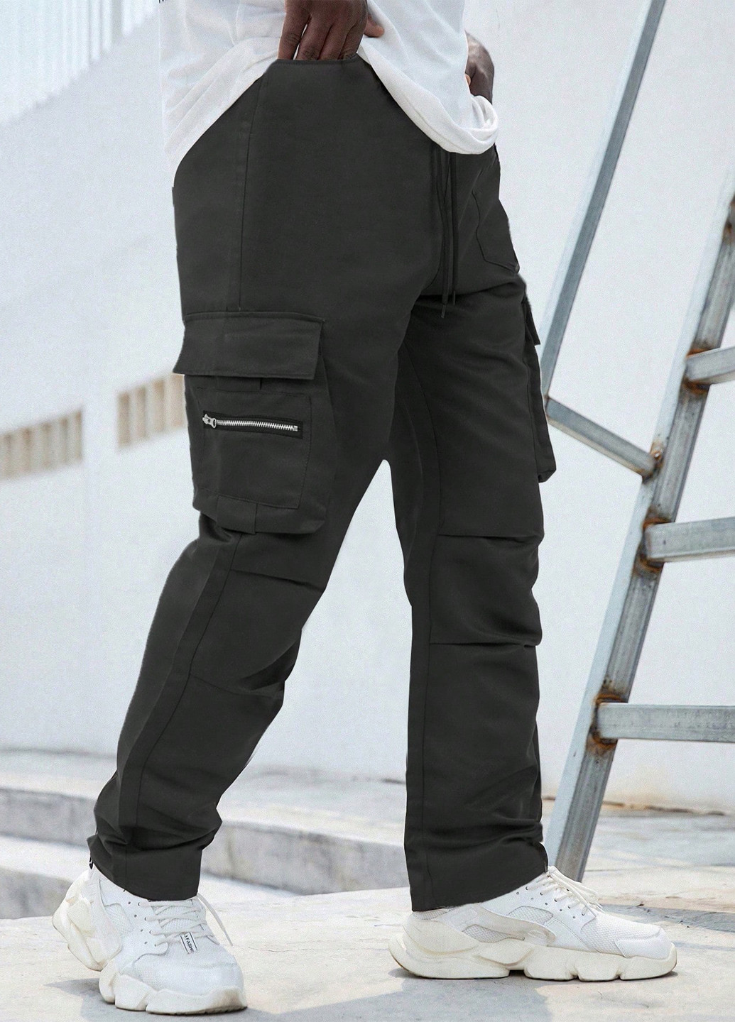 Темно-серые кэжуал демисезонные карго брюки SHEIN